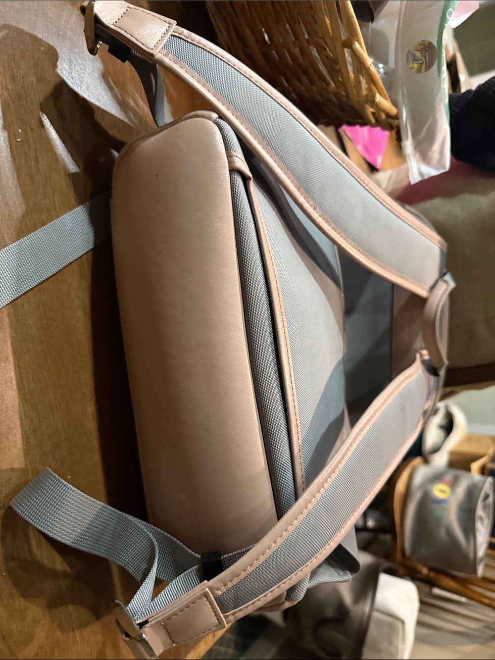 Two-Tone Pink and Gray Men's Backpack - Picture 6 of 8